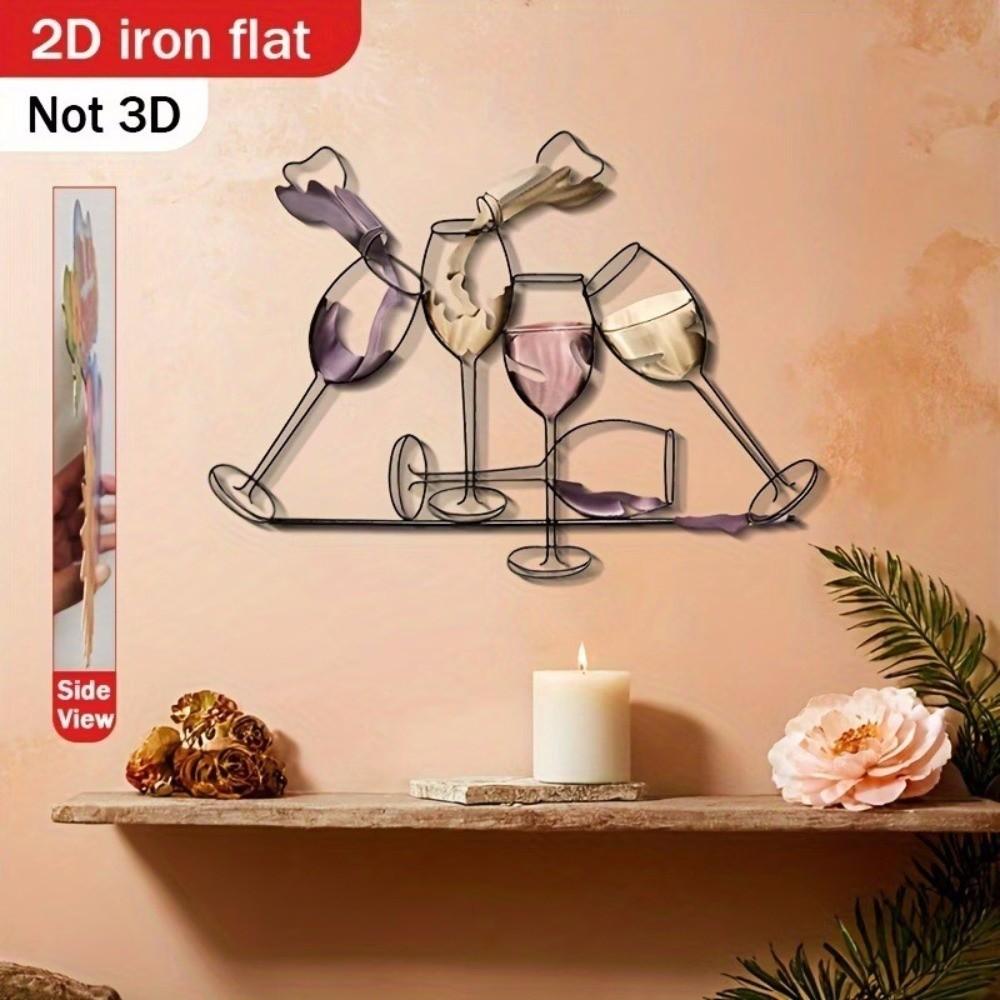 2D Flat Metal Wine Cup Silhouette Decoration Iron Art Wall Art Sculpture Wall Displays