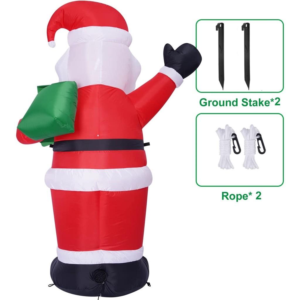 6 FT Holiday Yard Decoration Supplies Christmas Inflatable Santa Claus Christmas Inflatables Outdoor Decorations LED Lights