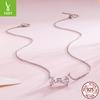 Sparkling Zircon Bow Necklace, Elegant And Luxurious S925 Sterling Silver Necklace Collarbone Chain