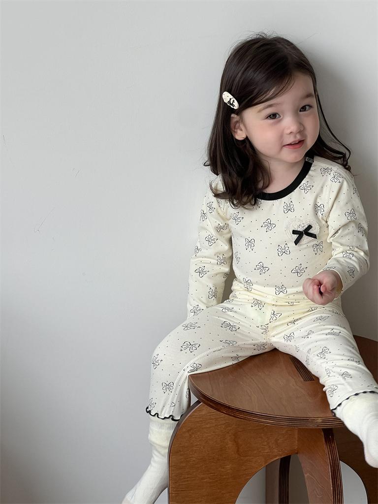 Baby loungewear pajamas infant clothes Class A boneless long johns two-piece set autumn and winter girls' suit