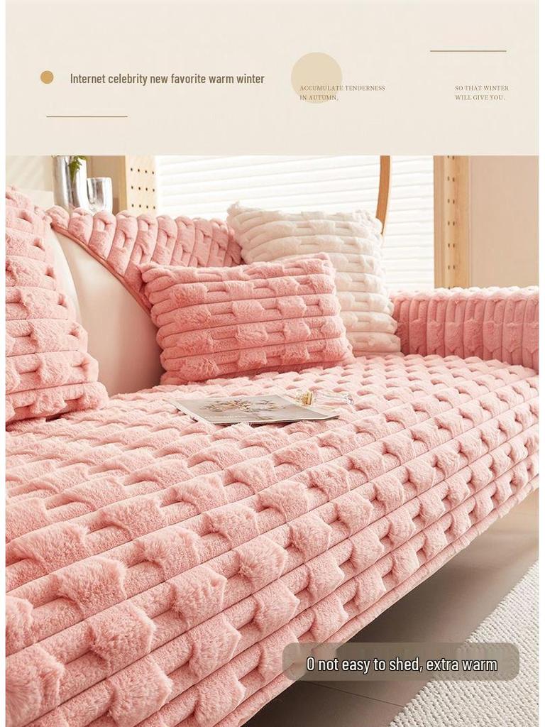 Exclusive Plush Rabbit Fur Sofa Cushion: Autumn/Winter Non-Slip Thickened Seat Cover
