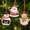 3Pcs Christmas Printing Wooden Pendant Christmas Tree Decoration Window Table Window Mall Party  Decoration