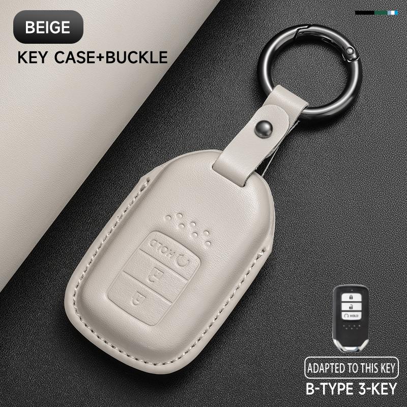 Genuine Leather Car Key Case Cover Key Bag For Honda Civic CRV XR-V Vezel Fit Jazz BRV BR-V City Protect Set Car Accessories