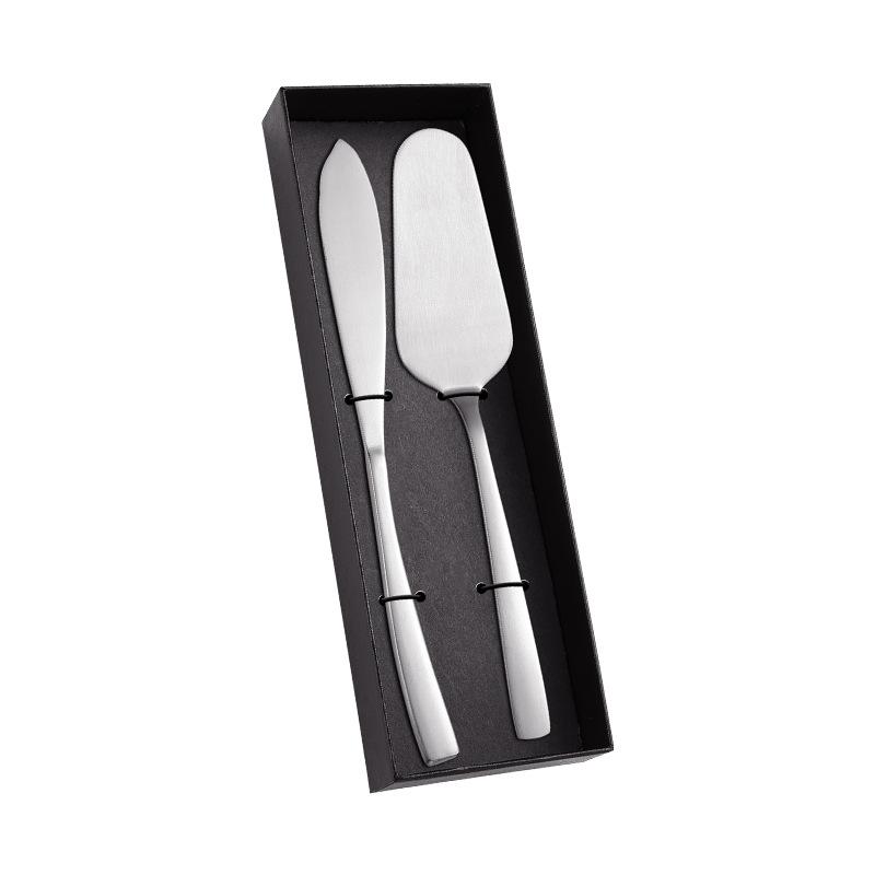 

Набор из ножа для торта и лопатки из нержавеющей стали с квадратной ручкой, вилка для десерта, нож для хлеба, набор для торта и лопатка для выпечки серебряный