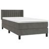 Lit avec matelas - Maison Exclusive - 90x200 cm - Velours gris foncé - Tête de lit réglable