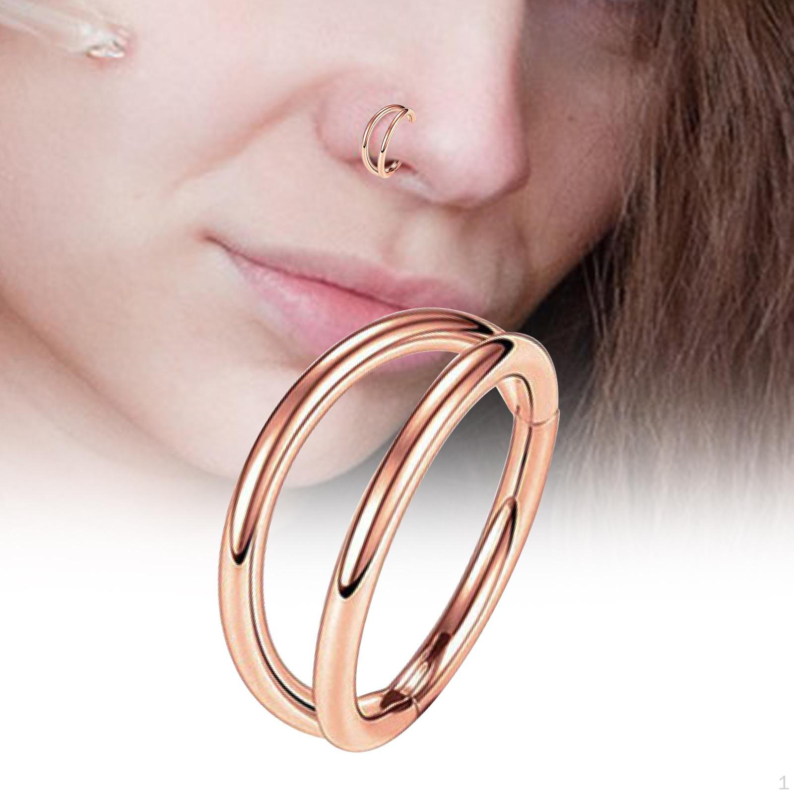 Элегантный набор стальных колец для пирсинга носа для женщин 0.12cmx1cm_Rose Gold