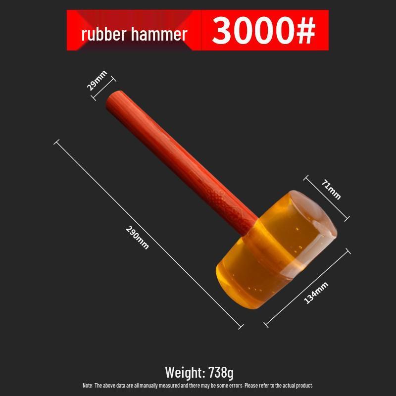Transparent Rubber Hammer with Wooden Handle – Ideal for Tile, Marble, and Plastic Installation