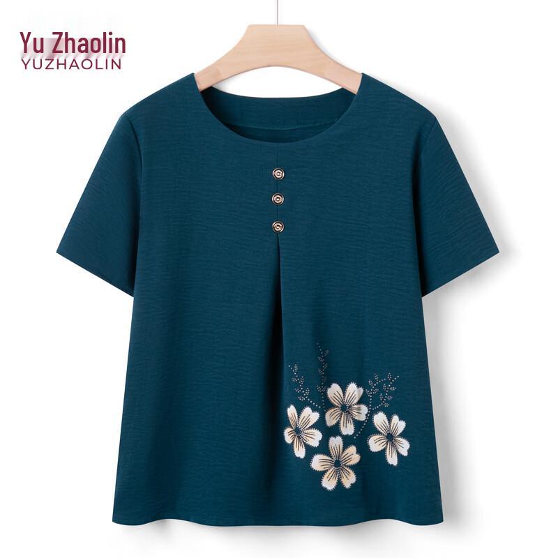YUZHAOLIN Senior Women s Loose Fit Round Neck Short Sleeve T-Shirt 4XL