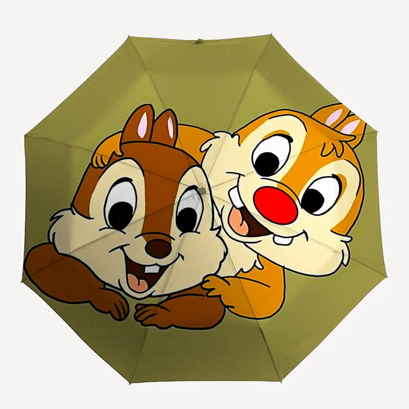 Chips and Dale Themed Automatic Opening and Closing Umbrella, Brightly Colored 8-rib Portable Umbrella, Suitable for Men and Women, A Perfect Gift for