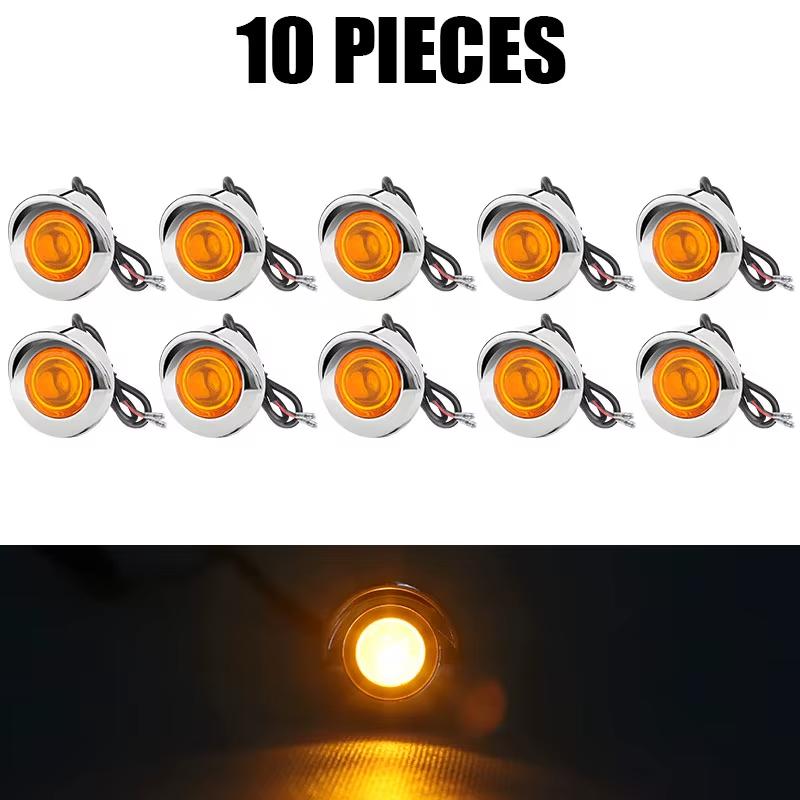 

10/50PCS 3/4 Round Red White Yellow LED Trailer Clearance Side Marker Light Truck Caravan Boat Rear Taillight Indicators Light