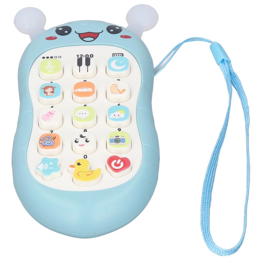 Music Phone Toy Volume Adjustable Soft Wear Resistant Educational Music Teething Toy Gift Blue