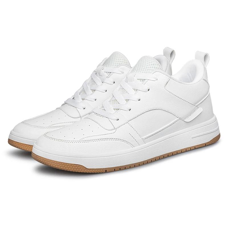 

Повседневная обувь из натуральной кожи, мужские белые кроссовки для скейтборда, удобная мужская обувь на платформе, увеличивающая рост на 6 см 44