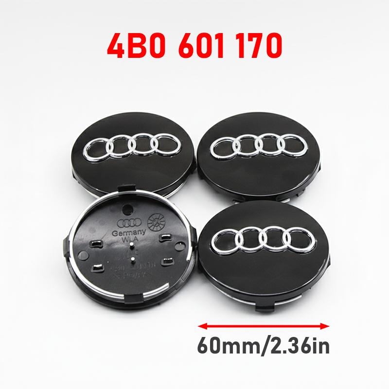 For Audi A84Pcs 60mm 61mm 68mm 69mm 77mm Car For Audi A5 A4 A6 A6L A8 Q7 A4L A3 Q5L A1 A3 C5 A6 Q7 Emblem Wheels Hub Cap Set Rim Dust Cover
