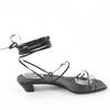 Excellent THE ROW Sandals GRAPHIC STRAP KITTEN Square Toe Leather Black Women 35 Used