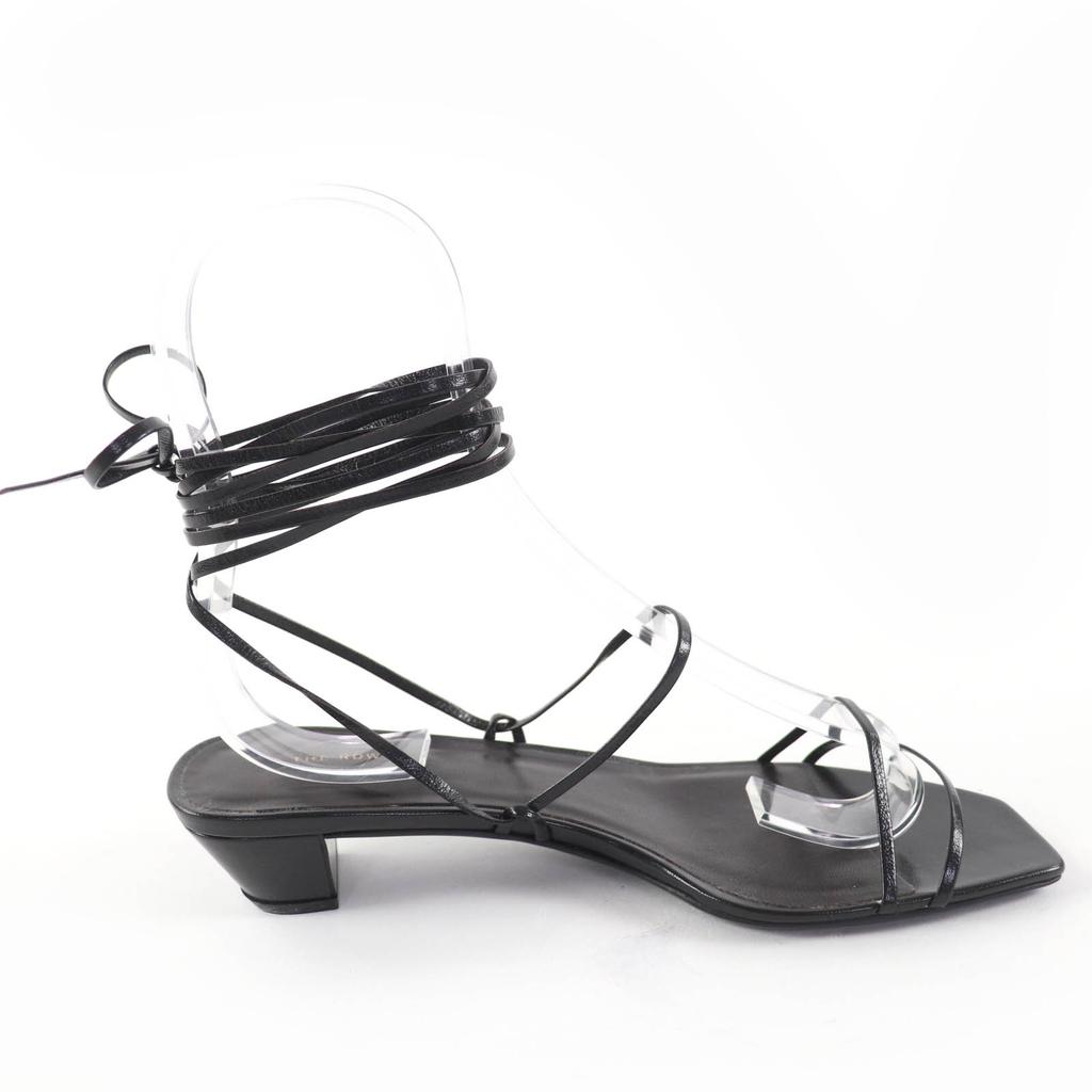Ausgezeichnete THE ROW Sandalen GRAPHIC STRAP KITTEN eckige Zehe Leder schwarz Damen 35 Gebraucht