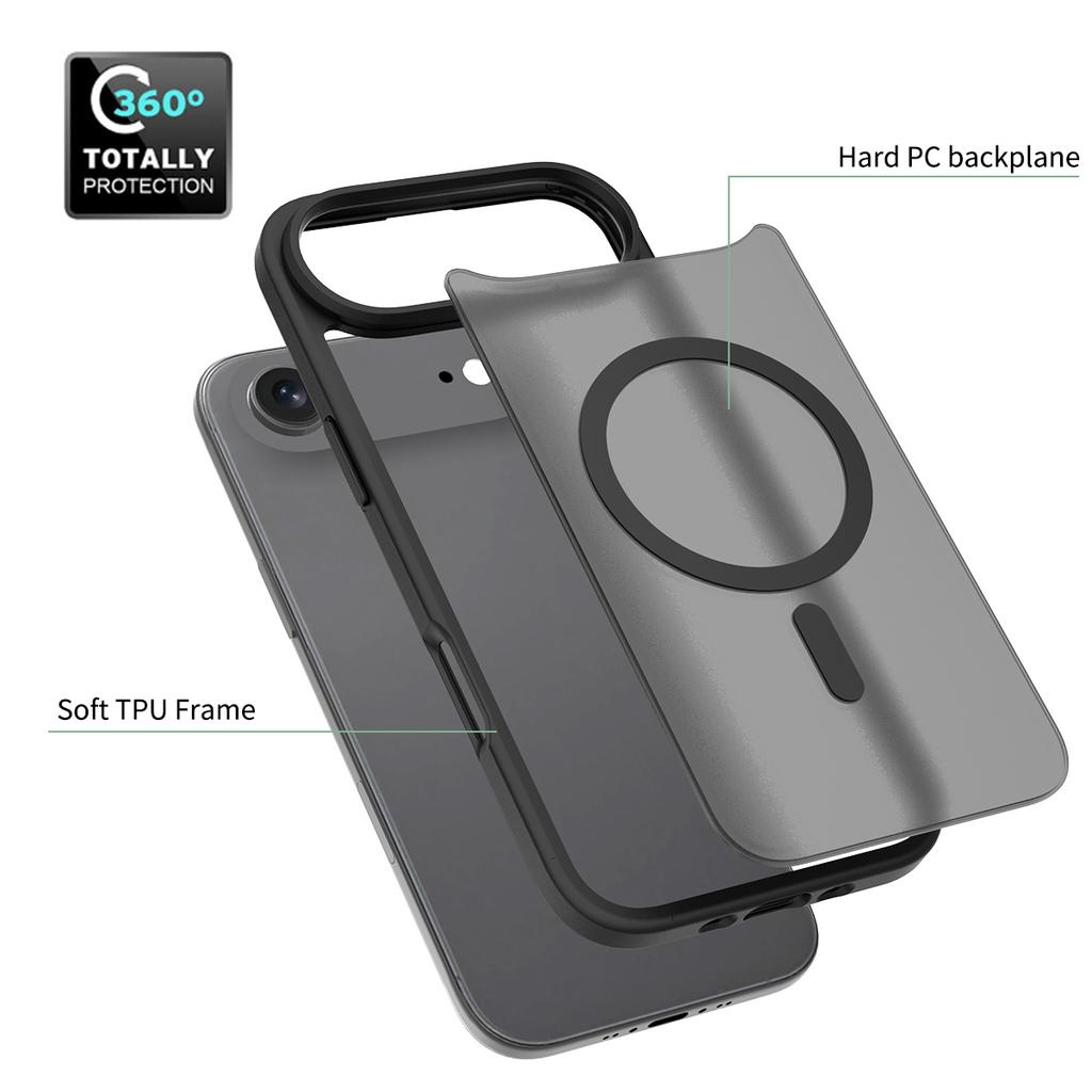 For iPhone 17 Air Case Compatible with MagSafe TPU Frame Acrylic Back Phone Cover Skin Touch