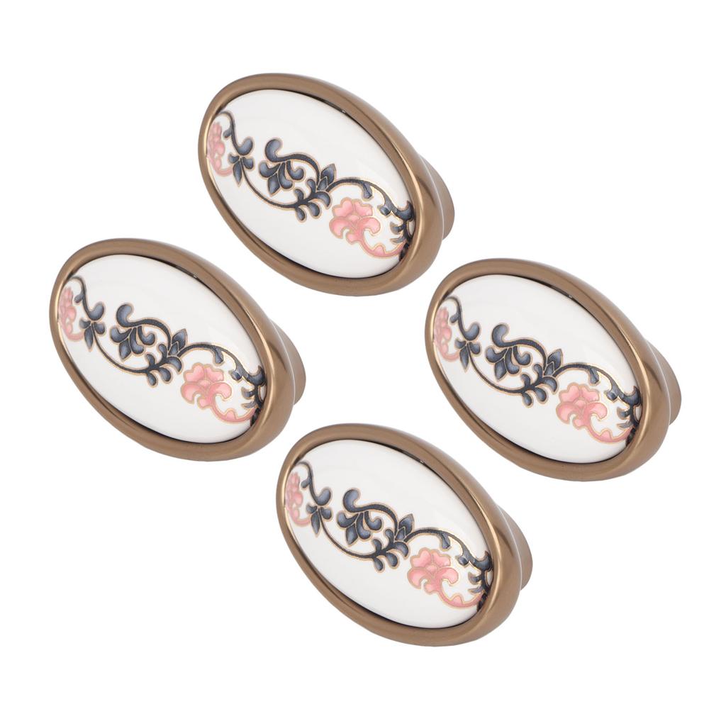 4 Sets Oval Cabinet Knobs 3D Floating Flower Exquisite Ergonomic Vintage Cabinet Knobs for Home Door