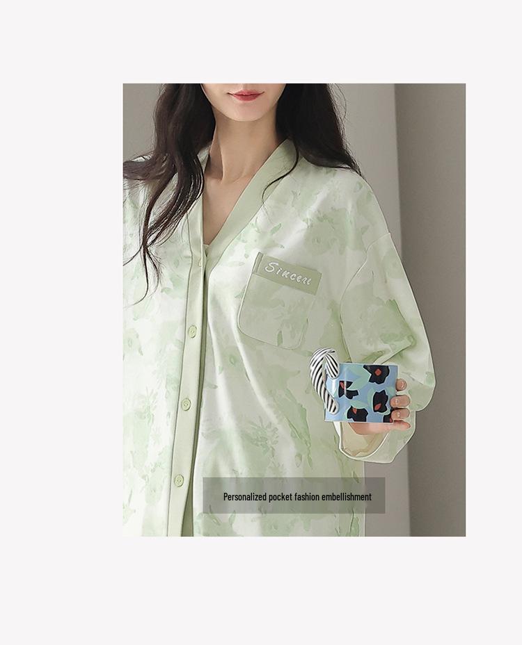 2025 New Pure Cotton Women's Pajama Set: Long Sleeve Cartoon Design for Spring & Autumn