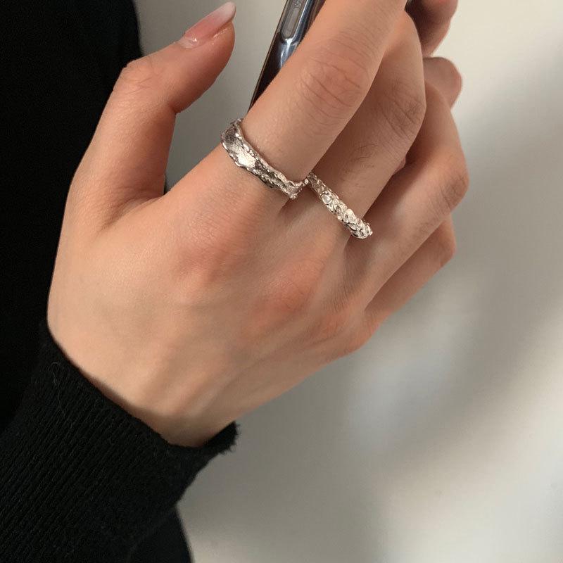Korean Irregular Foil Embossed Open Ring - Trendy Retro Style for Women