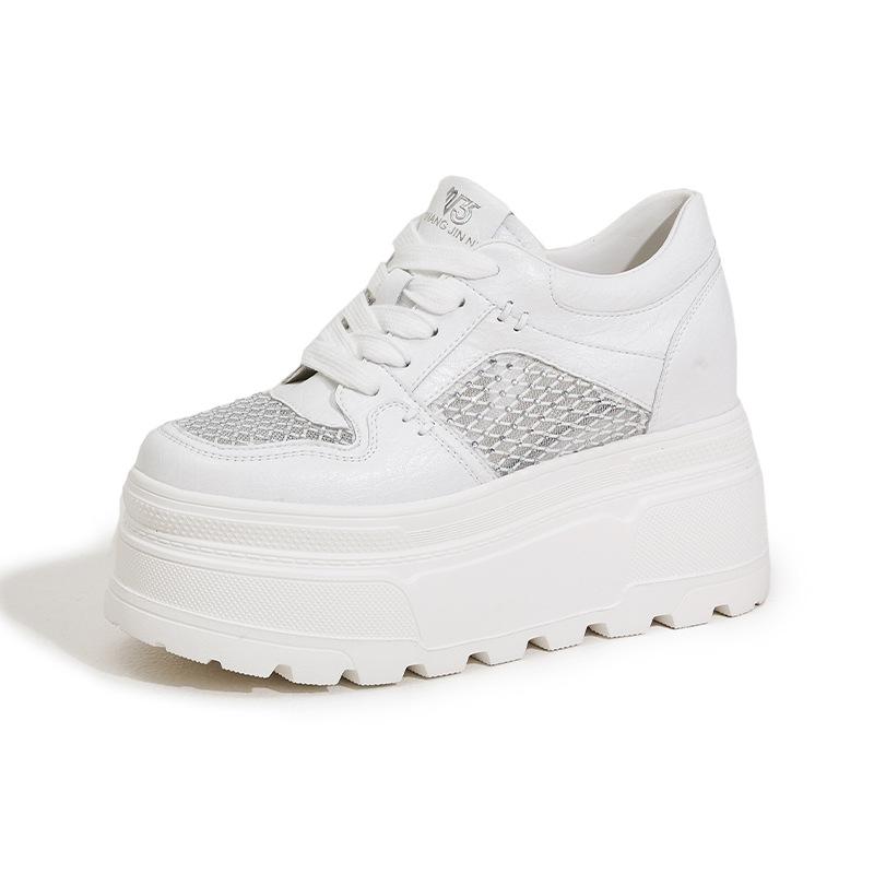 Little white shoes women's 2025 summer new thick-soled muffin shoes hollow breathable mesh sandals casual inner height-increasing women's shoes