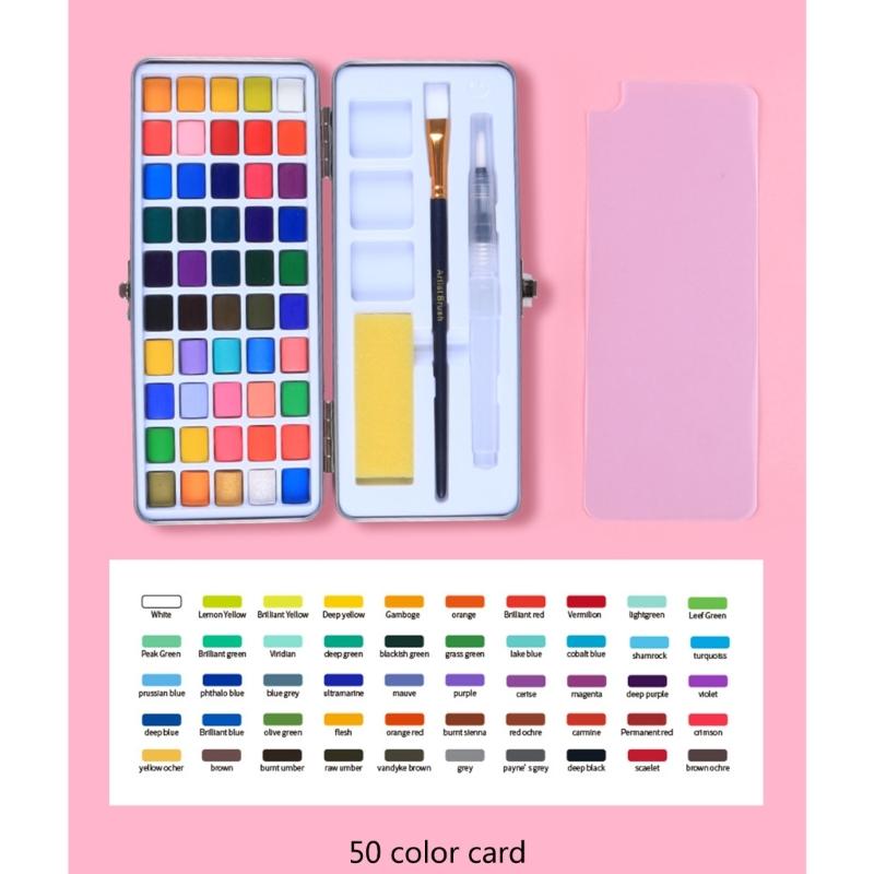 50/72/90/100 Colors Solid Watercolor Paint Set Pearlescent Watercolor Paint Art Painting Supplies for Hobbies Painter