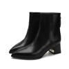 Korean version of pointed brown short boots, children's customized rear zipper thick heel women's boots customized autumn and winter new high-heeled