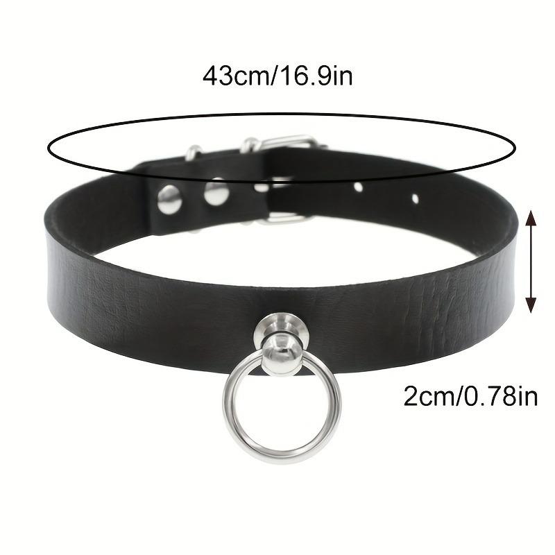 Gothic Punk Pu Leather Choker With O-Ring - Adjustable Collar Necklace For Women, Perfect For Halloween & Everyday Wear