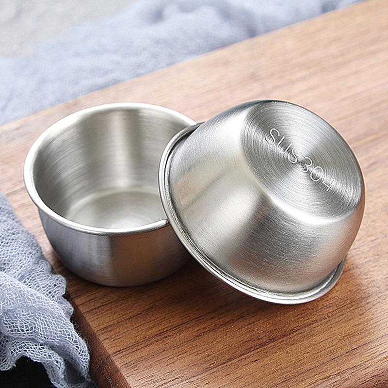 Korean Stainless Steel Small Sauce Cup Seasoning Spice Dishes Ketchup Hot Pot Dipping Bowl Saucer Tableware Kitchen Supplies