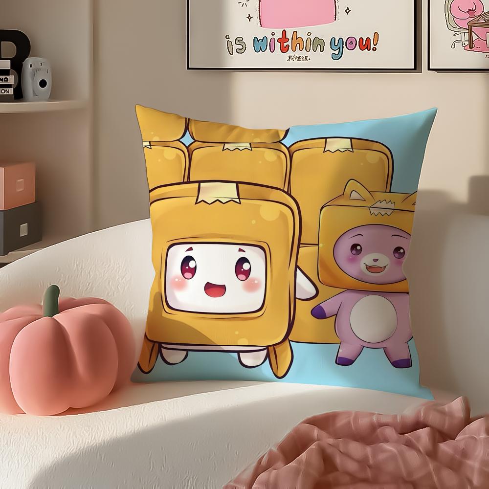 Cartoon LLankyboxesES Cushion Cover Pillowcase Short Plush Invisible Zipper Room Sofa Cushion Cover