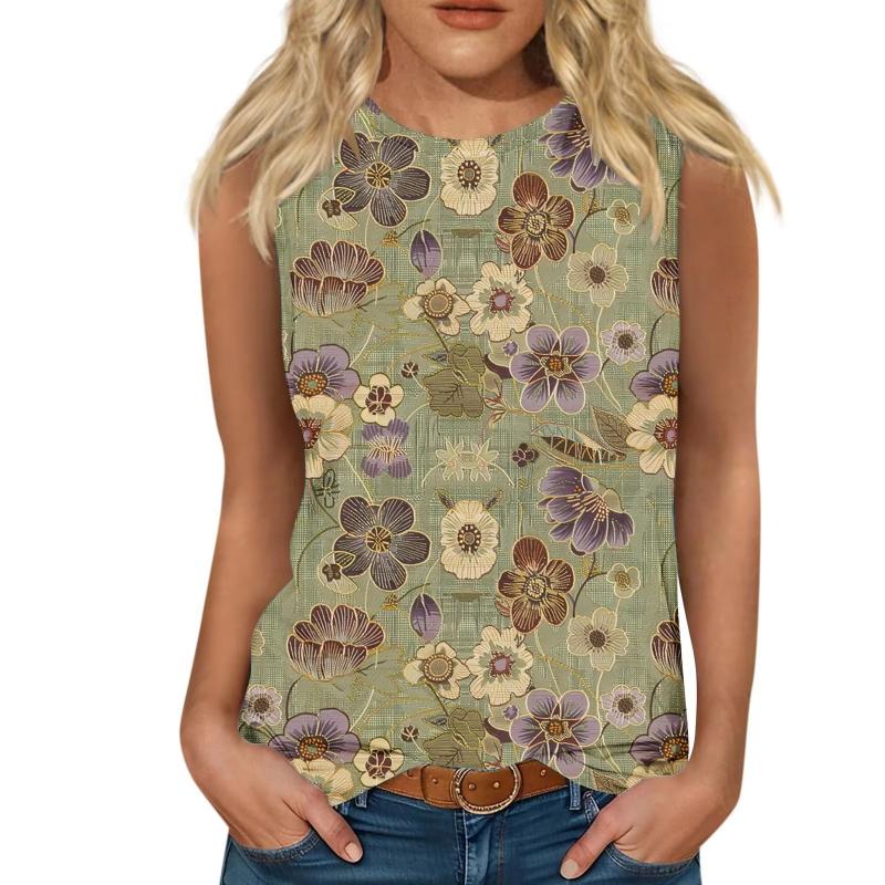 Printed Summer Women's Loose and Personalized Dream Catcher Mesh Printed Vest Top T-shirt Comfortable Sleeveless
