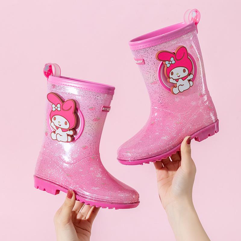 Rain Boots Women's Jelly Children's Kuromi Cute Melody Kindergarten School Non-Slip Waterproof Rain Boots