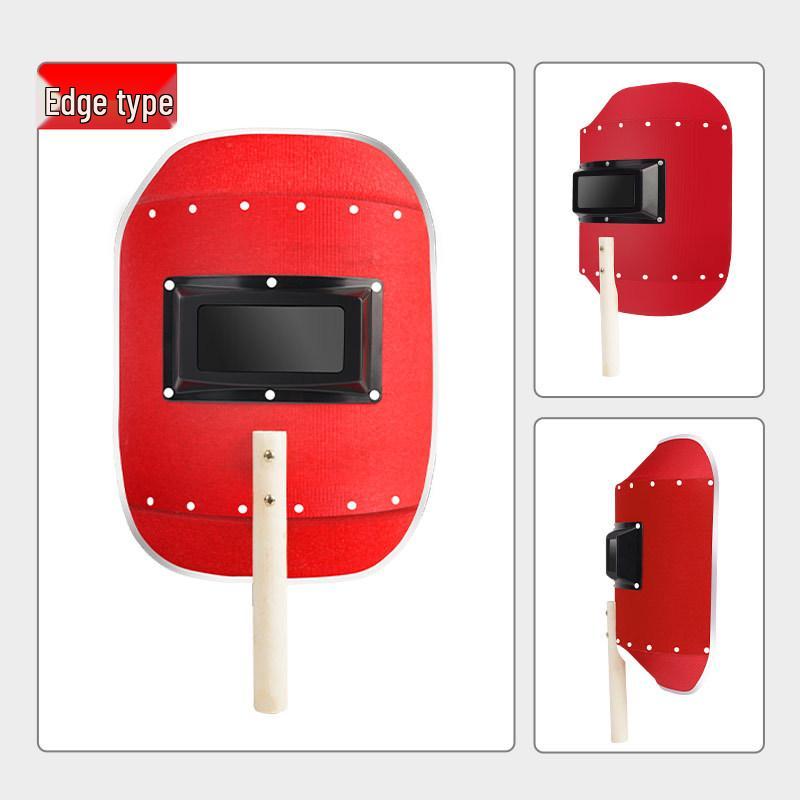 Red Handheld Steel Welding Face Shield - Lightweight Anti-Scald Protection Mask for Arc Welding