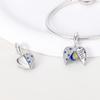925 Silver Charms Beads Love Heart Lucky Stars Plane Blue Zircon Charms Pendants Fit Bracelet Charm Women Jewelry