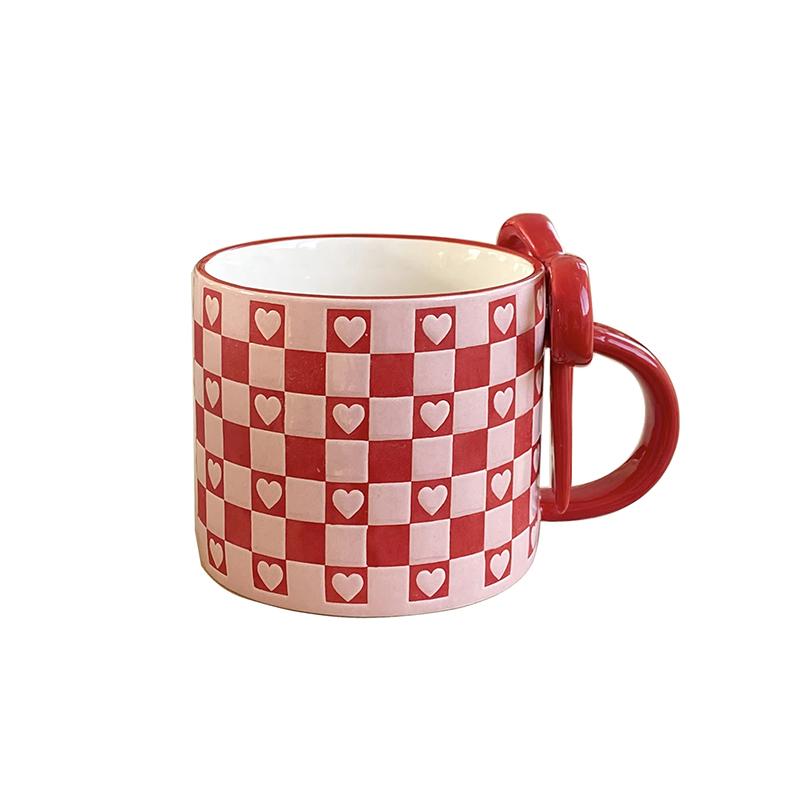 1PC Cup Souvenir Ceramic Gift Three-dimensional Offices Thick Home Elegant Durable Bow Practical
