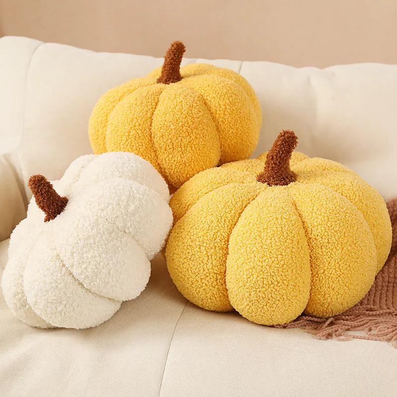 Kawaii Nordic Halloween Pumpkin Plush Toy Plushie Soft Plant Stuffed Doll Holidays Props Decorative Throw Pillow for Kids