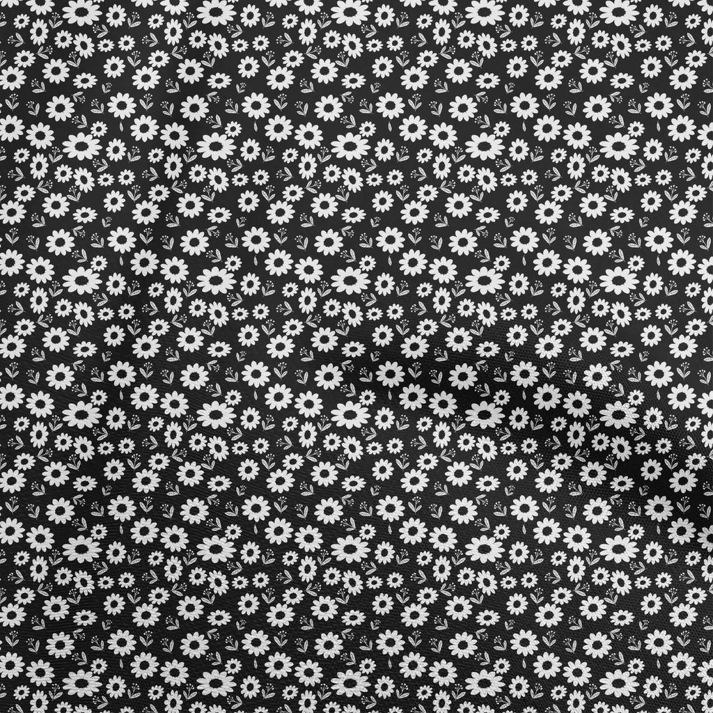 oneOone Cotton Poplin Black Fabric Floral Sewing Material Print Fabric By The Yard 42 Inch