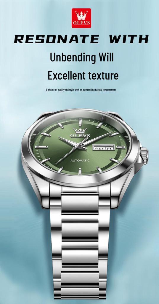 OLEVS Men's Automatic Mechanical Watch - Day/Date, Waterproof, Luminous, Steel Band