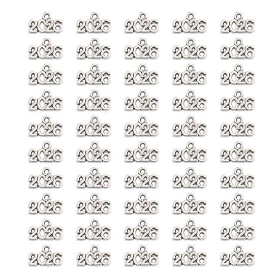 Yousheng 50Pcs 2026 Alloy Charm Vintage Number Decoration Charm Accessories DIY Keychain Jewelry Earring Bracelet Necklace Pendant