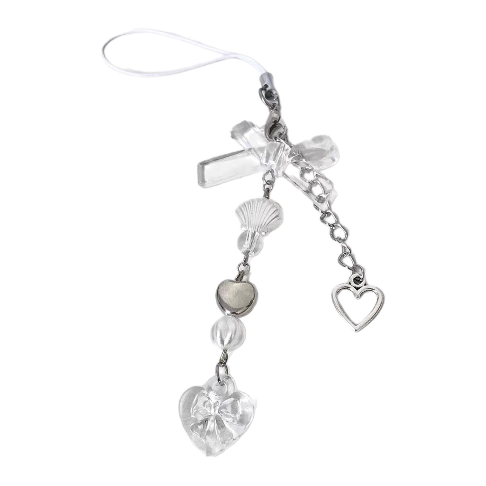 

Акриловые подвески-сердечки ручной работы для телефона, красивые подвески-шармы с бусинами для телефона, шнурок для телефона, брелок для ключей для любителей моды