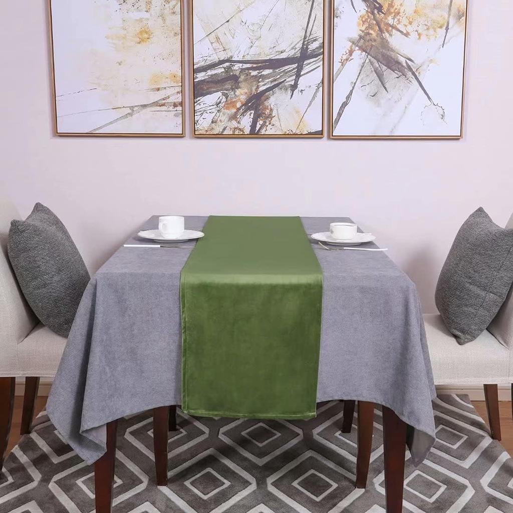 35*180CM Luxury Velvet Table Runner,Washable Green Dining Table Decoration For Farmhouse Table Dresser Wedding Party Home
