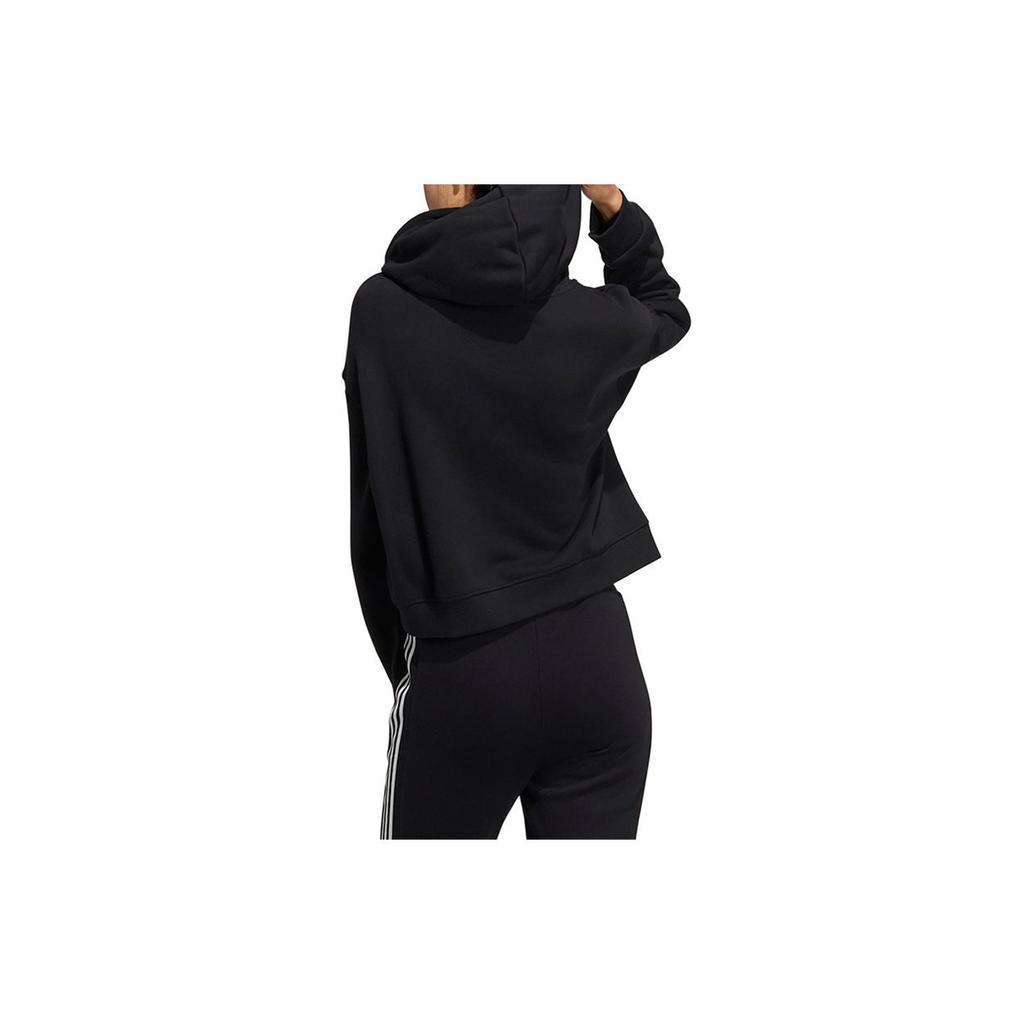 Adidas Neo Logo Print Cropped Sports Hoodie Women Tops Black GP5591