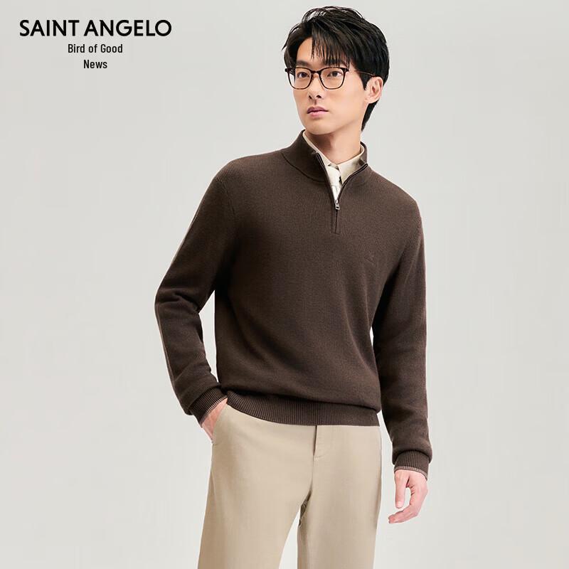 Saint Angelo Men's Mock Neck Wool Blend Sweater