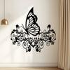 1pc Minimalist Metal Butterfly Floral Swirl Wall Art, Outdoor Garden Decor, Rust-Resistant Gift for Butterfly Lovers