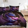 3pcs Dragon Heart Bedding Set - 1 Duvet Cover + 2 Pillowcases(Core Not Included), Machine Washable Polyester, All-Season Comfort, Bedroom De