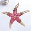 Cute Colorful Rhinestone Starfish Brooch Elegant Clothing Accessories Men Women Bag Hat Business Suit Lapel Pin Fashion Jewelry Gift