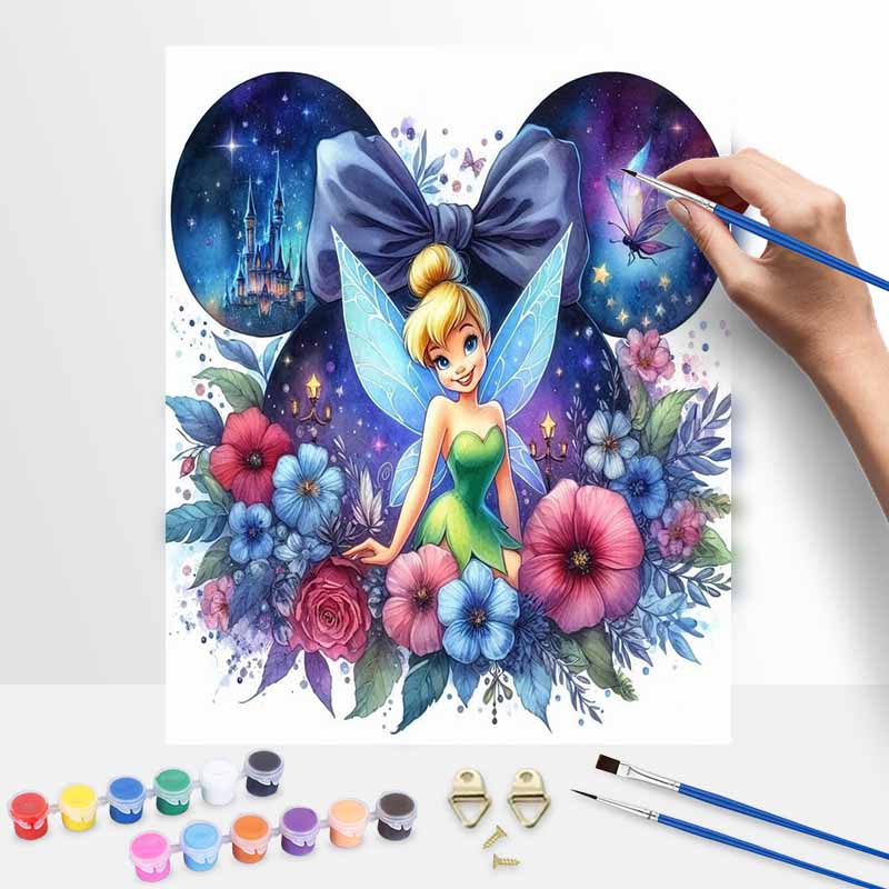 Disney DIY Oil Painting Kits Tinkerbell Floral Hand Painting Home Decor Craft Gift Ideas For Bedroom Wall Art Decor Canvas Paintings
