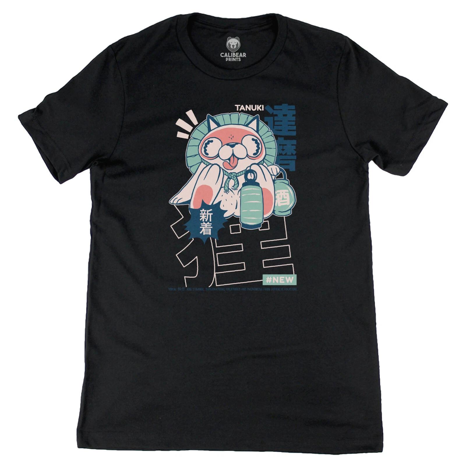 Tanuki Yokai Japanese Folklore Graphic Art Tee Novelty T shirt M