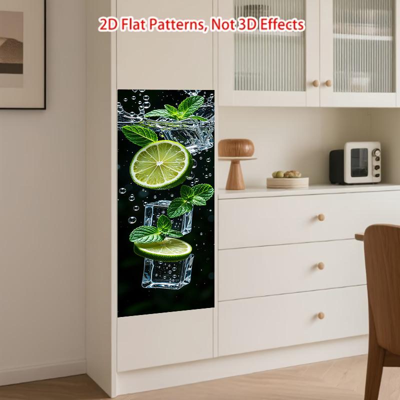 84Style Fridge Stickers Refrigerator Cover Door Landscape Plant Sea Vinyl Self Adhesive Kitchen Furniture Decor Wrap Freezer Sticker DIY