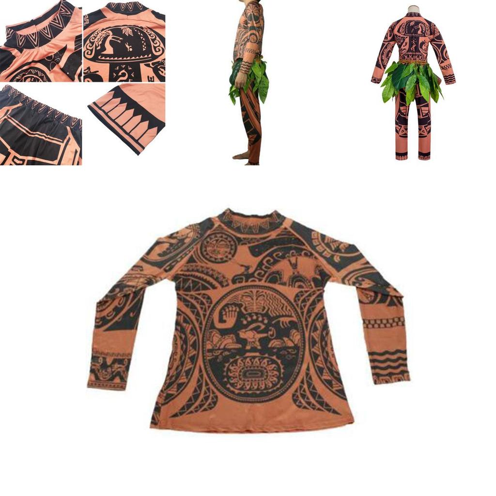 Prodyšný kostým Moana Maui s tetováním pro dospělé a děti s realistickým tetováním
