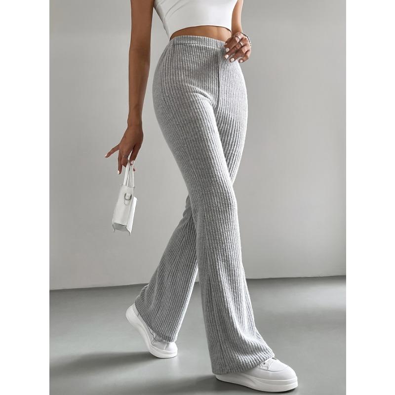 Spring and Autumn's New Flared Pants for Women, Solid Color Casual Pants, Knitted Fashionable, Versatile and Slimming Long Pants